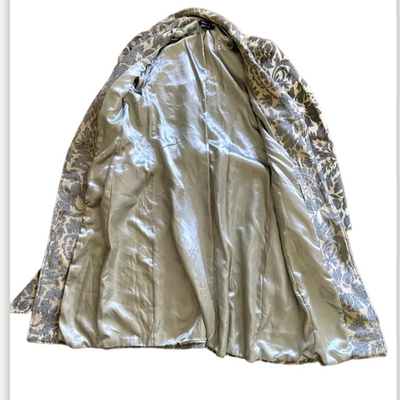 SOLD NWOT Y2K Arden B. Tapestry Pea Coat Women’s L Belted Trench Iced Blue Green - Picture 4 of 10